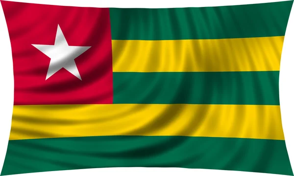 Flag of Togo waving isolated on white — Stockfoto