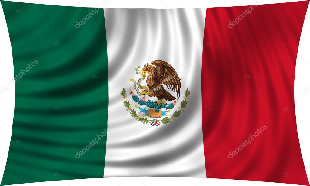 vlag van mexico zwaaien geïsoleerd op wit — stockfoto © photoroman