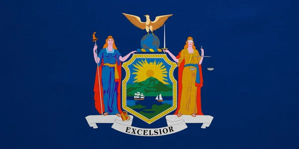 Bandeira do estado de Nova Iorque, textura detalhada do tecido — Fotografia de Stock