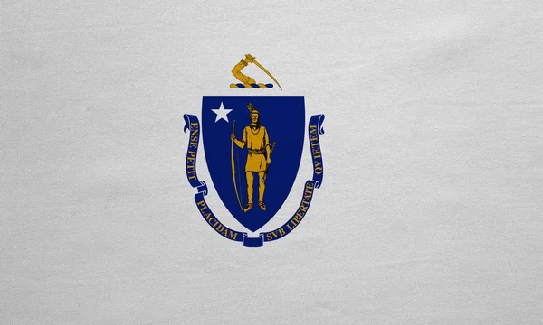 Flag of Massachusetts real detailed fabric texture — Stockfoto