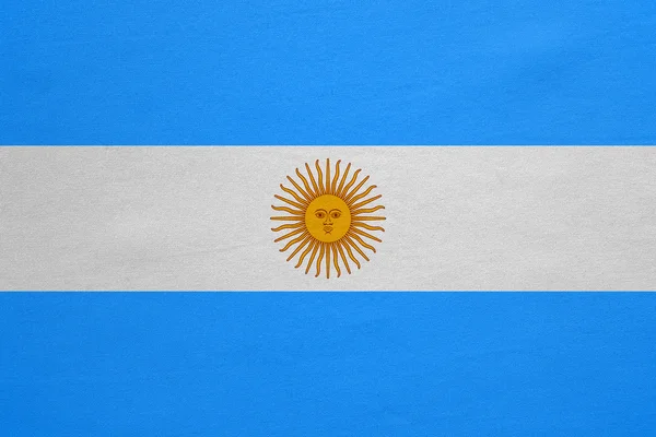 Flag of Argentina real detailed fabric texture — ストック写真
