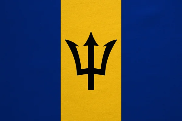 Bandeira de Barbados textura real tecido detalhado — Fotografia de Stock