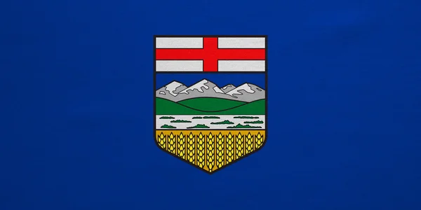 Flag of Alberta real detailed fabric texture — ストック写真