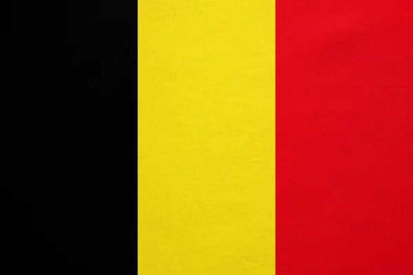 Flag of Belgium real detailed fabric texture — Stockfoto