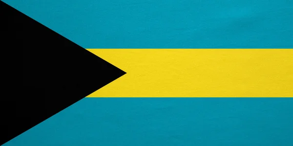 Flag of Bahamas real detailed fabric texture — Stock fotografie