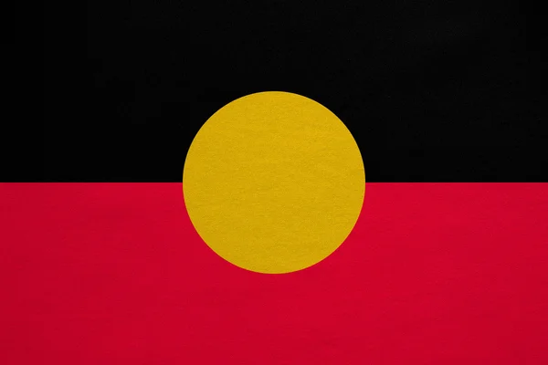 Bandera aborigen australiana textura de tela detallada — Foto de Stock