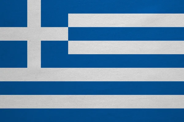 Flag of Greece real detailed fabric texture — Stockfoto