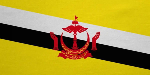 Flag of Brunei real detailed fabric texture — Stockfoto