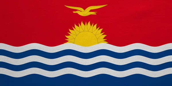 Bandeira de Kiribati textura real tecido detalhado — Fotografia de Stock