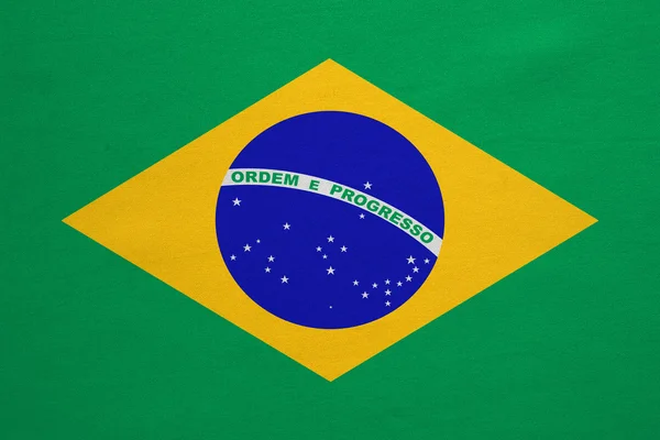 Bandera de Brasil textura de tela detallada real — Foto de Stock