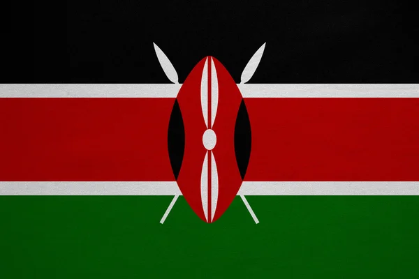 国旗的肯尼亚真实细致的织物纹理 — 图库照片