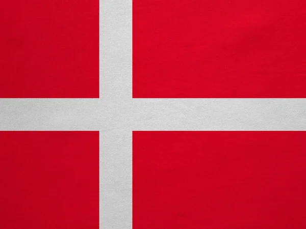 Flag of Denmark real detailed fabric texture — ストック写真