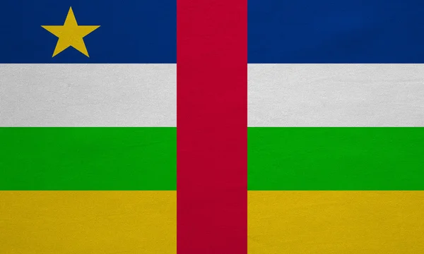 中非共和国国旗，真正的织物纹理 — 图库照片