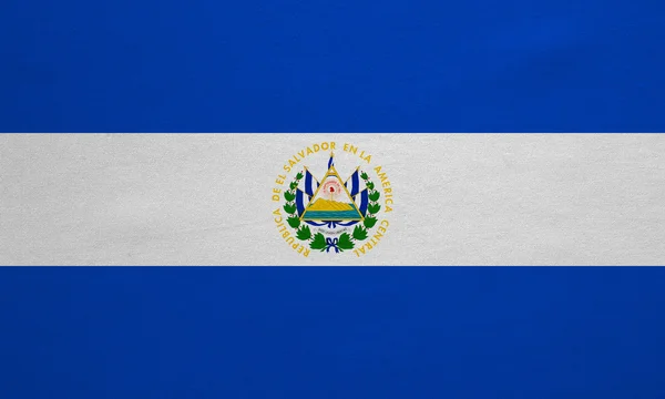 Bandeira de El Salvador textura real tecido detalhado — Fotografia de Stock