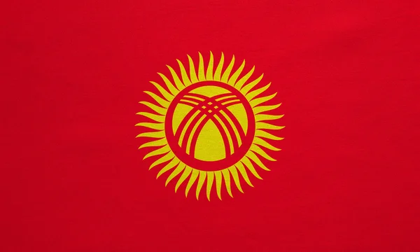 Flagge von Kyrgyzstan echte detaillierte Textur — Stockfoto