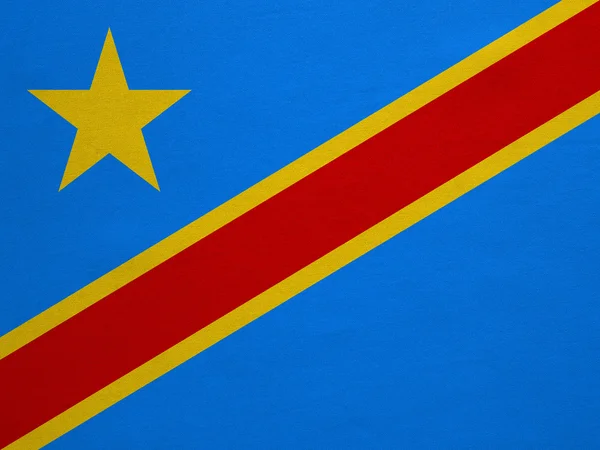 Flag of DR Congo real detailed fabric texture — Stock fotografie