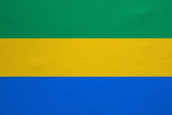 Flag of Gabon real detailed fabric texture — Stock fotografie