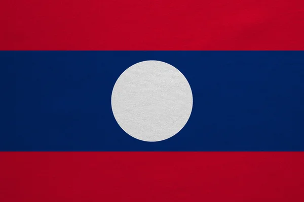Bandeira do Laos textura real tecido detalhado — Fotografia de Stock
