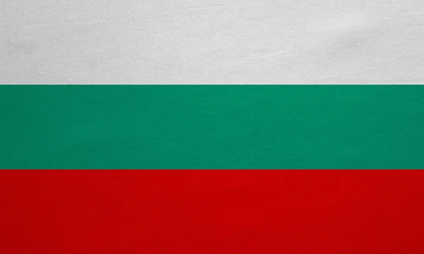 Bandeira da Bulgária textura de tecido real detalhado — Fotografia de Stock