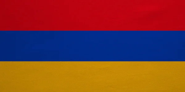 Flag of Armenia real detailed fabric texture — Stock fotografie