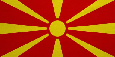 Makedonya gerçek bayrağı ayrıntılı kumaş doku