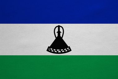 Lesotho gerçek bayrağı ayrıntılı kumaş doku