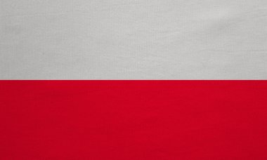 Polonya gerçek bayrağı ayrıntılı kumaş doku