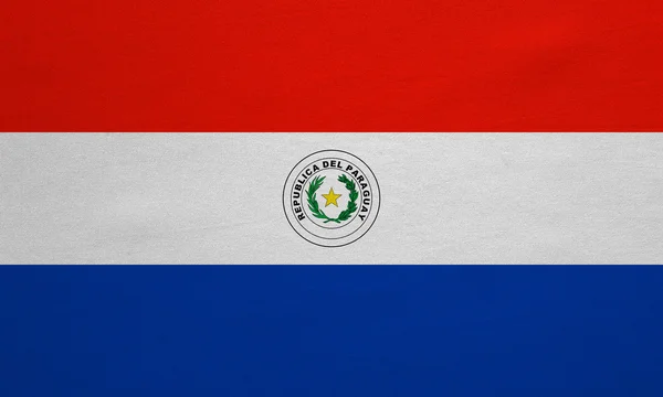 Bandera de Paraguay textura de tela detallada real — Foto de Stock