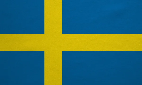 Flag of Sweden real detailed fabric texture — Stock fotografie