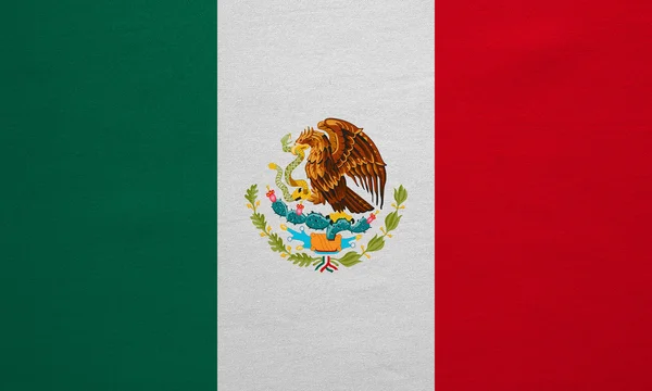 Flag of Mexico real detailed fabric texture — Stockfoto