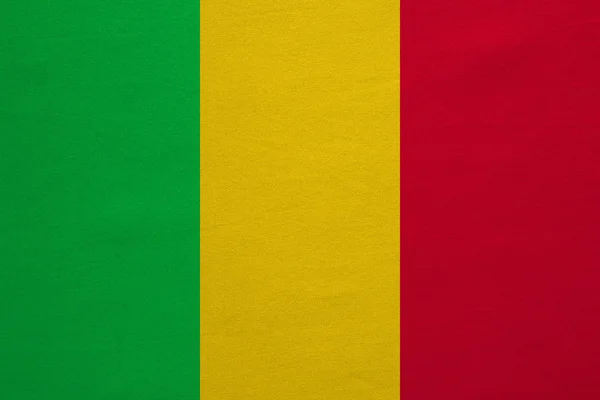 Valós Mali zászlaja részletes szövet szerkezete — Stock Fotó