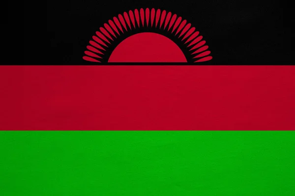Bandeira do Malawi textura real tecido detalhado — Fotografia de Stock