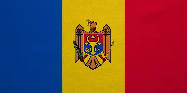 Flag of Moldova real detailed fabric texture — Stockfoto