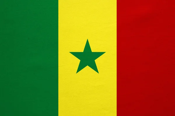 Bandera de Senegal textura de tela detallada real — Foto de Stock