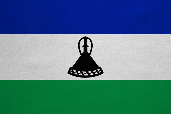 国旗的莱索托真实细致的织物纹理 — 图库照片
