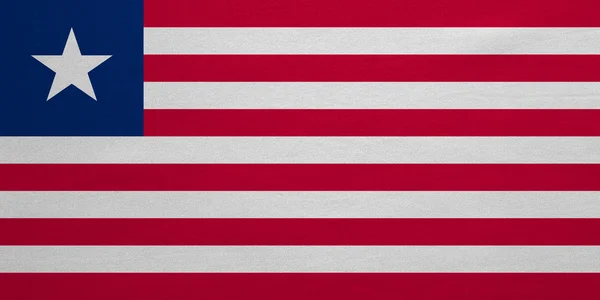 Flag of Liberia real detailed fabric texture — Stock fotografie