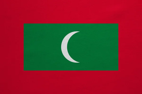 Maldivler gerçek bayrağı ayrıntılı kumaş doku — Stok fotoğraf