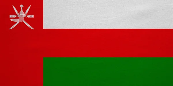 Flag of Oman real detailed fabric texture — Stock fotografie