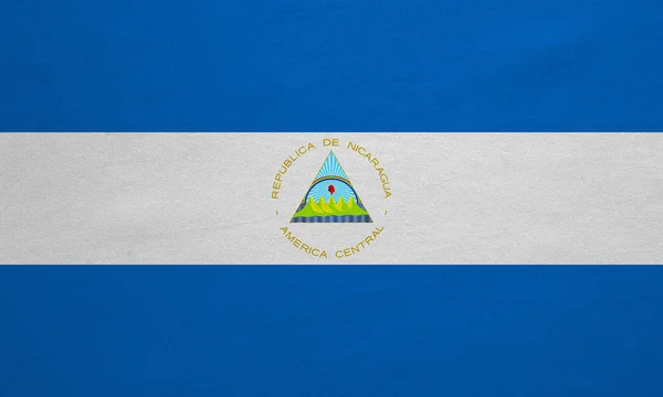 Bandeira da Nicarágua textura real tecido detalhado — Fotografia de Stock
