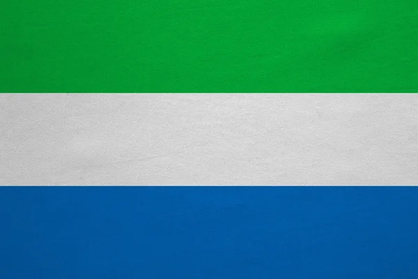 Bandera de Sierra Leona textura de tela detallada real — Foto de Stock
