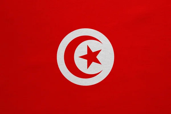 Flag of Tunisia real detailed fabric texture — Stockfoto