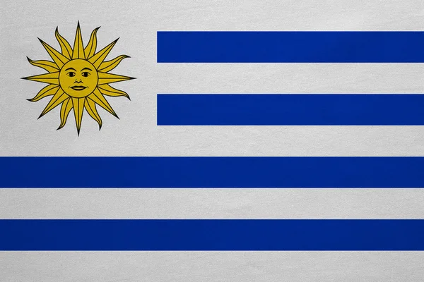 Flag of Uruguay real detailed fabric texture — ストック写真