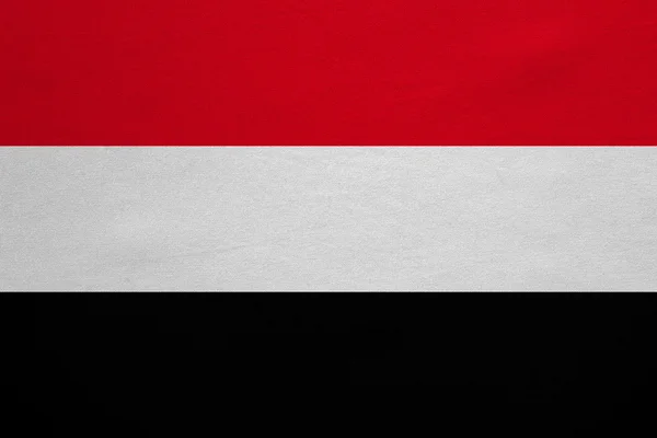Flag of Yemen real detailed fabric texture — ストック写真