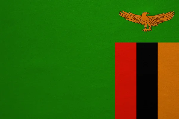 Flag of Zambia real detailed fabric texture — Stock fotografie