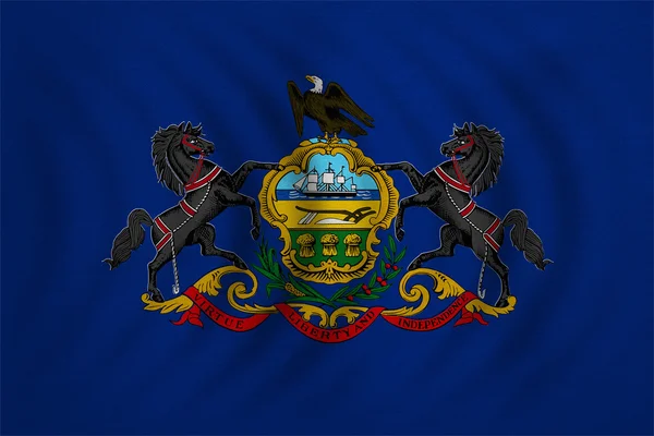 Flag of Pennsylvania wavy detailed fabric texture — Stock Photo, Image