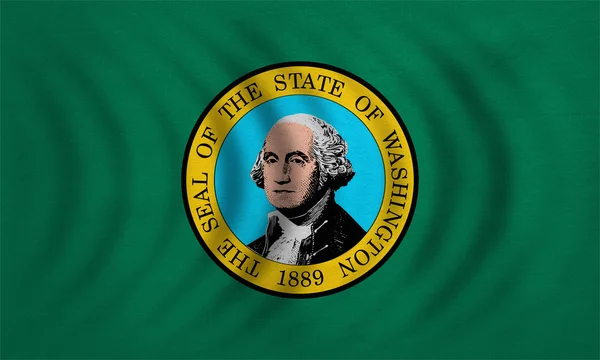 Flag of Washington state wavy with fabric texture