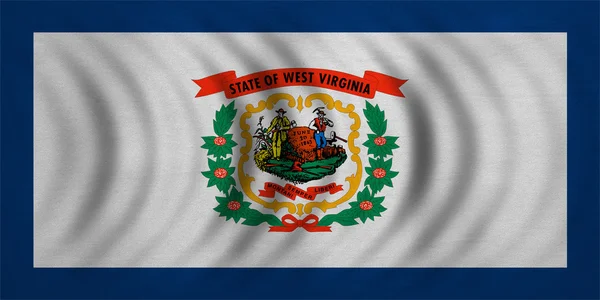 Flagga av West Virginia vågiga detaljerad tyg textur — Stockfoto