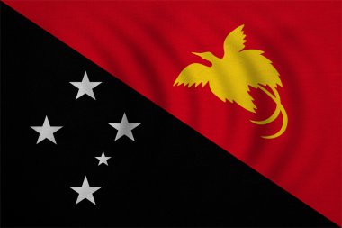 Papua Yeni Gine dalgalı, gerçek kumaş doku bayrağı