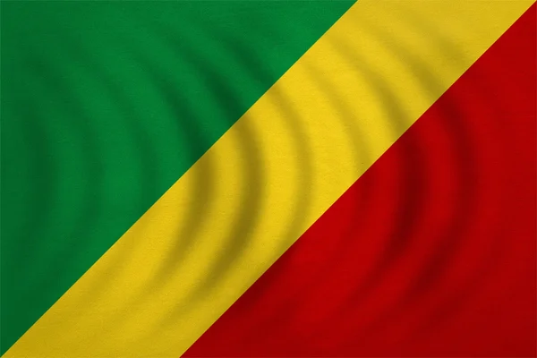 Flagge der Republik Kongo wellig, echte Gewebestruktur — Stockfoto