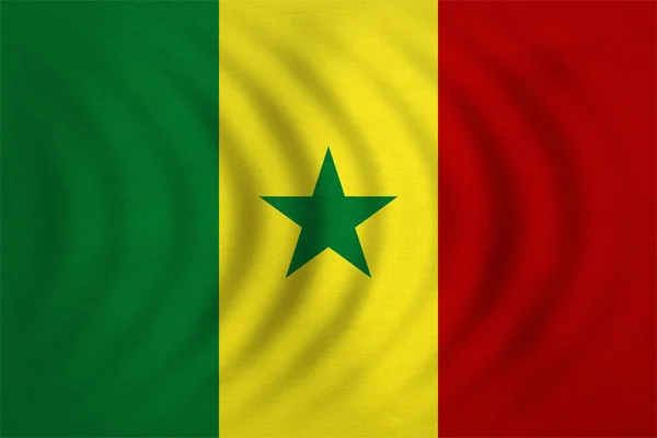 Szenegál hullámos, igazi részletes szövet szerkezete zászlaja — Stock Fotó